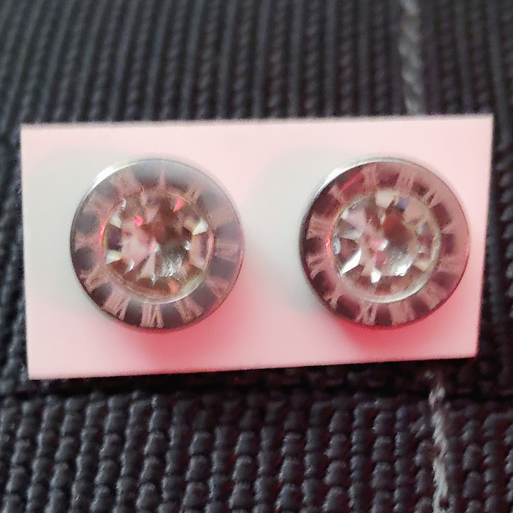Roman Numeral CZs Stainless Steel Studs.